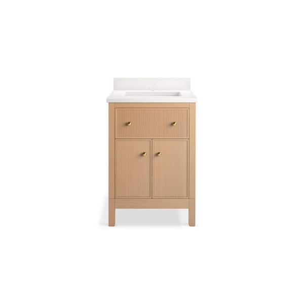 KOHLER Malin 25in. Single Sink Freestanding White Oak Bath Vanity with White Quartz Top Assembled