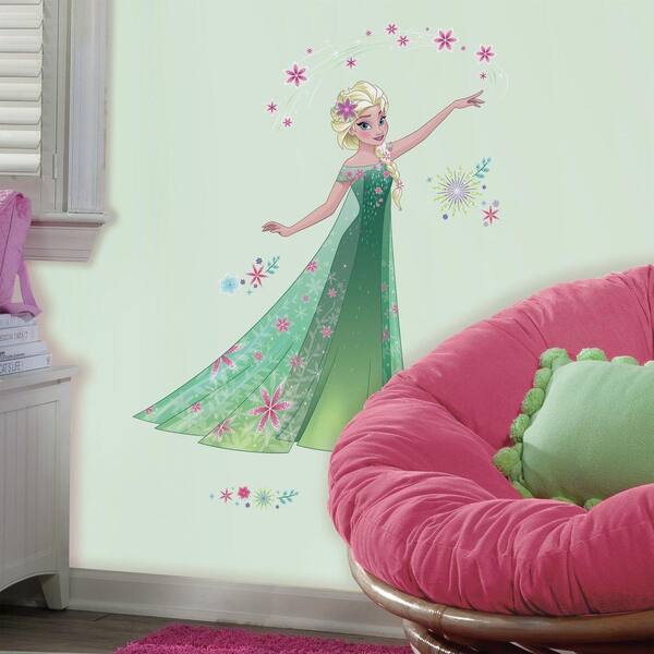 RoomMates 5 in. W x 19 in. H Disney Frozen Fever Elsa 16-Piece Peel and Stick Giant Wall Decal