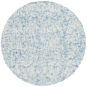 Abstract Blue/Ivory 6 ft. x 6 ft. Abstract Distress Round Area Rug