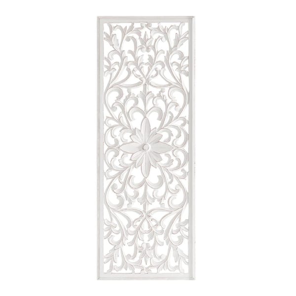 Madeleine Home Remo 18 in x 48 in White Medallion Wooden Wall Art Sculptures