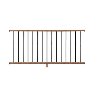 6 ft. Walnut-Tone Southern Yellow Pine Moulded Rail Kit with Aluminum Square Balusters