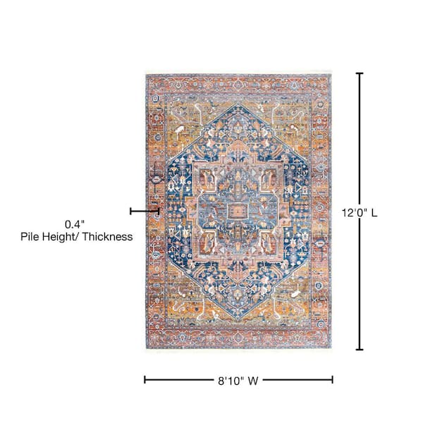 nuLOOM Ehtel Medallion Fringe Rust 9 ft. x 12 ft. Area Rug KHMC04A