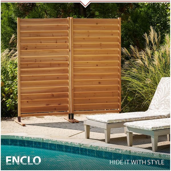 Sierra 6 ft. H x 3.1 ft. W Freestanding or Surface Mounted Louvered Wood Privacy Screen, Flat Top Style (1-Panel)