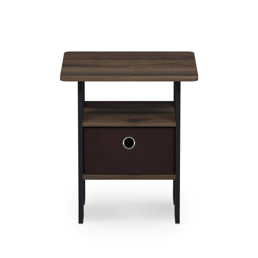 French Oak Grey and Black Storage End Table - thumbnail 7