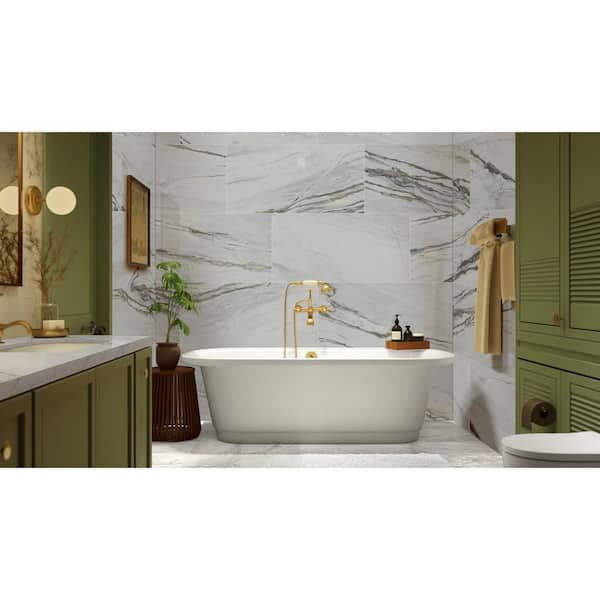 Verde Fantasy 24 in. x 48 in. Polished Porcelain Stone Look Floor and Wall Tile (16 sq. ft. /Case)