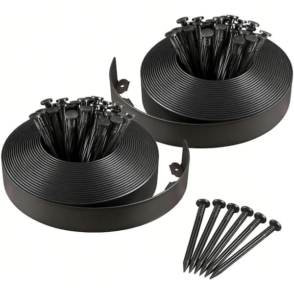 110 ft x 2 In Flexible Landscape Edging Border with 106 Stakes, Tool-Free Plastic Lawn Border for Yard, Flower Bed