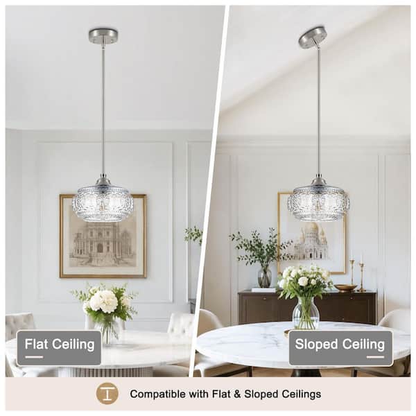 Merbotin RayHome 1-Light Brushed Nickel Textured Pendant Ceiling