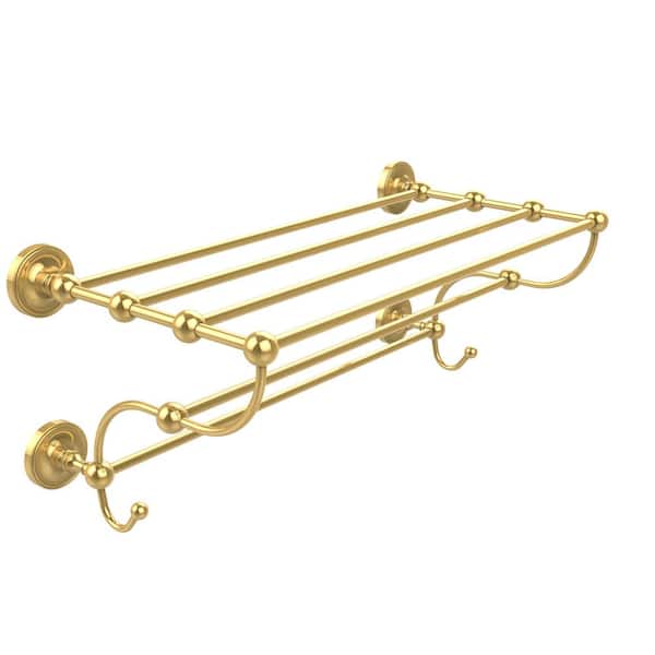 Allied Brass Prestige Regal 24 in. Train Rack Towel Shelf in Unlacquered Brass