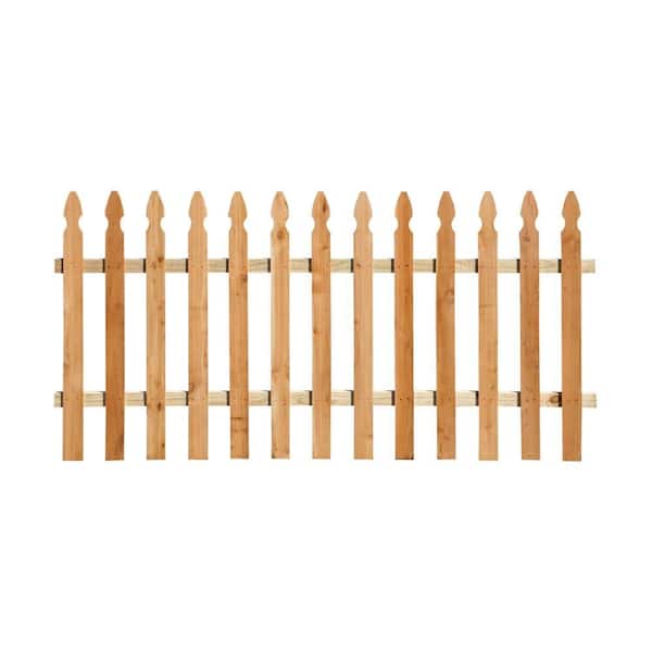 Outdoor Essentials 3-1/2 ft. x 8 ft. Western Red Cedar Spaced Picket French Gothic Fence Panel Kit