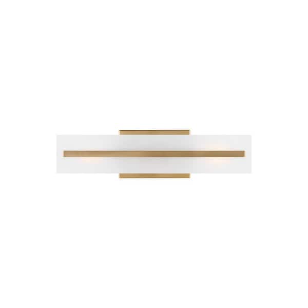 Generation Lighting Dex 17.875 in. Small 2-Light Satin Brass Vanity Light with Satin Etched Glass Shade