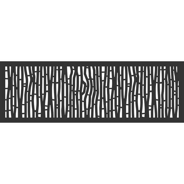 OUTDECO 70 in. x 23.75 in. Black Rainforest Hardwood Composite Decorative Wall Decor and Privacy Panel