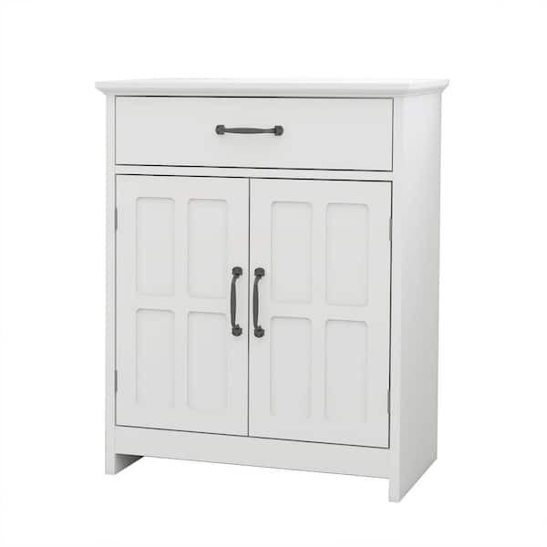 Miscool Naples 23.62 in. W x 11.8 in. D x 29.52 in. H White Linen Cabinet with 2-Doors and 1-Drawer