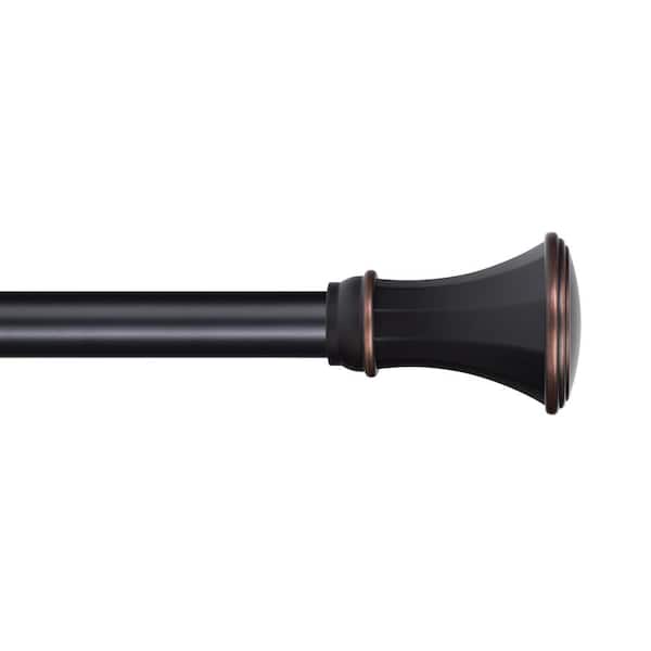 The Haven Collection Heraldic 36 in. - 72 in. Adjustable Single Curtain Rod 1 in. in Oil Rubbed Bronze with Finial