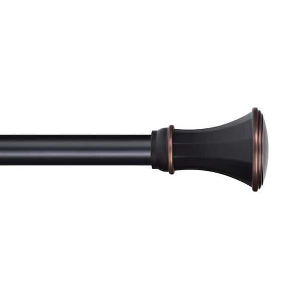 The Haven Collection Heraldic 72 in. - 144 in. Adjustable Single Curtain Rod 1 in. in Oil Rubbed Bronze with Finial