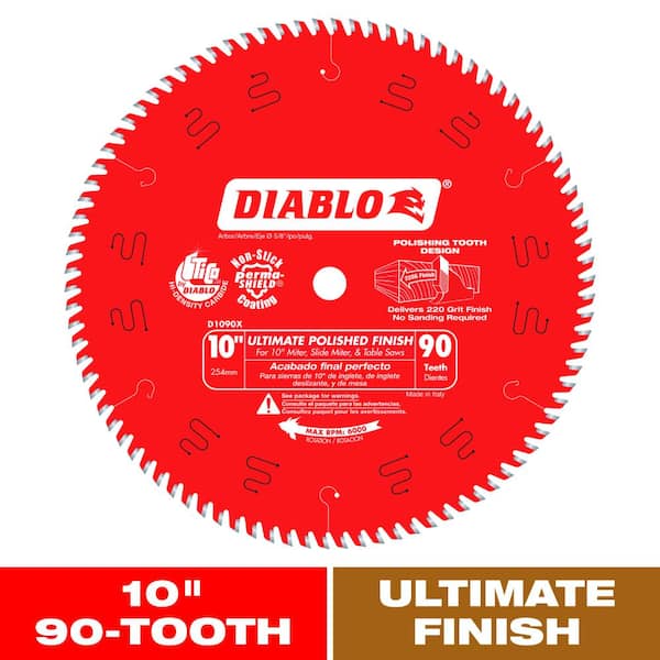 DIABLO 10in. x 90-Tooth Ultimate Polished Finish Saw Blade for Wood