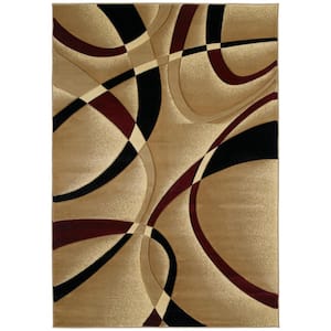 La-Chic Burgundy 8 ft. x 11 ft. Contemporary Area Rug