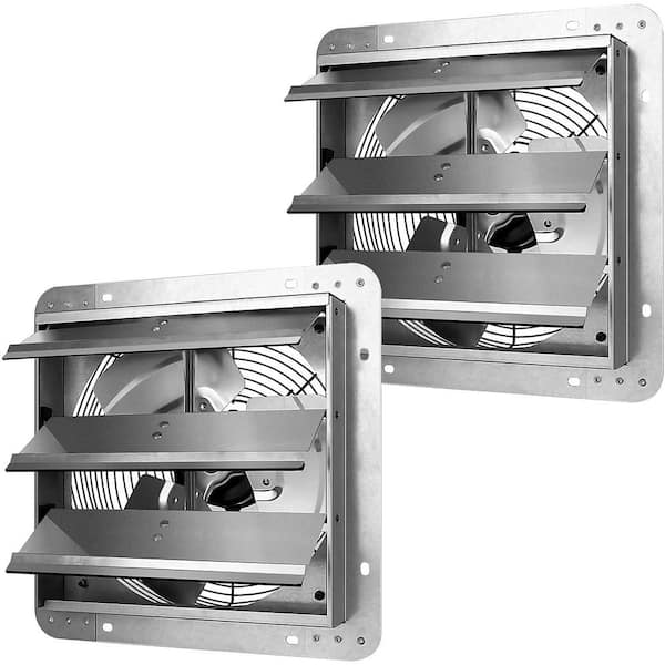12 in. Shutter Exhaust Mounted Wall Fan Aluminum High Speed 1620 RPM, 940 CFM, 2-PACK, Silver