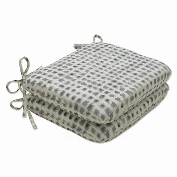 Pillow Perfect 18.5 x 15.5 Outdoor Dining Chair Cushion in Grey/Ivory (Set of 2)