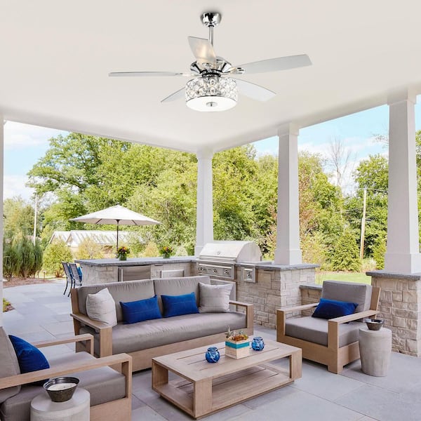 matrix decor 52 in. Indoor Chrome Crystal Chandelier Ceiling Fan