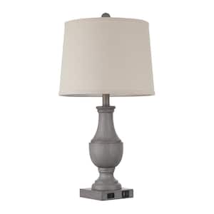 Biston 25 in. Classical Resin Table Lamp Set with USB and Built-in Outlet (Set of 2)