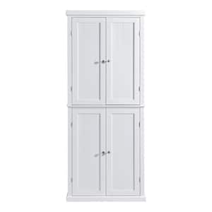 White Wood 30 in. Freestanding Tall Kitchen Pantry Cabinet Storage Cabinet Organizer with 4-Doors and Adjustable Shelves