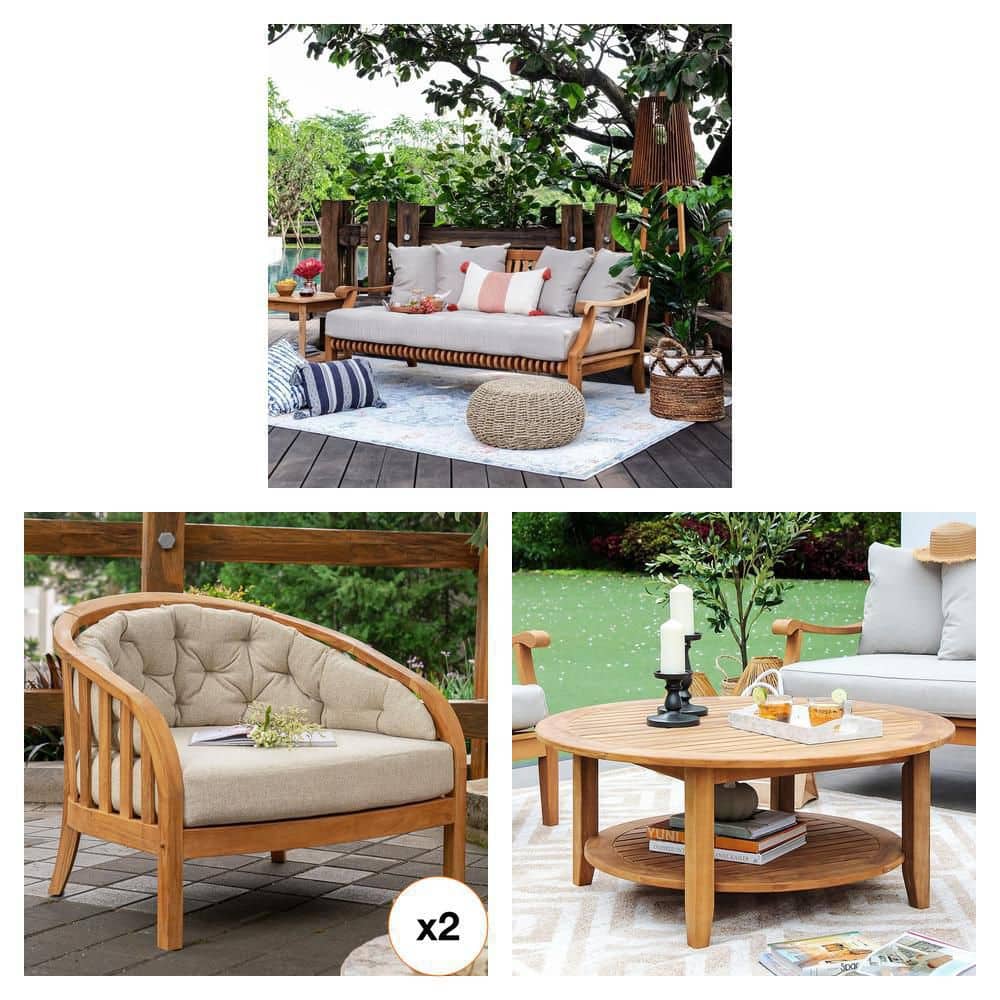 Cambridge Casual Mosko Teak Day Bed with Beige Cushion, Gilmore