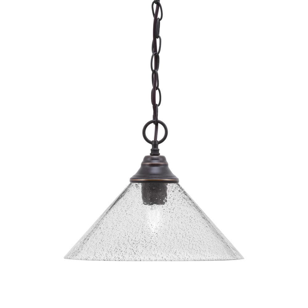 Kingston 100-Watt 1 Light Dark Granite Shaded Pendant Light with 12 in. Smo