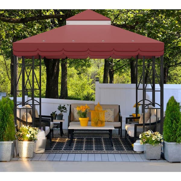 KIWDZFU 10x10 Durable Oxford Fabric Double-Tiered Gazebo