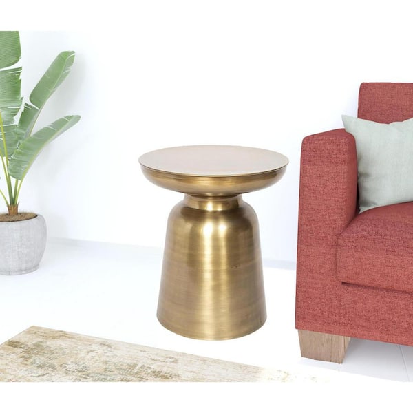 HomeRoots 16 in. Gold Round Other End Table