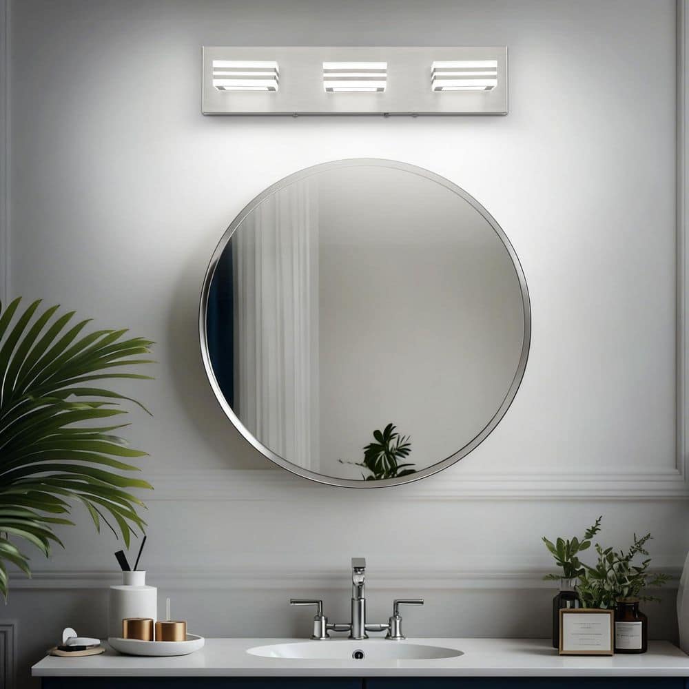 19.69 in. 3-Light Brushed Nickel Modern Bathroom Vanity Light with 5CCT price history on PriceWatchPro