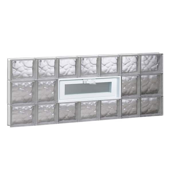 Clearly Secure 44.25 in. x 19.25 in. x 3.125 in. Frameless Wave Pattern Vented Glass Block Window