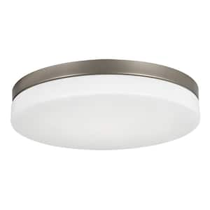 Oscar 14 in. 1-Light Satin Nickel LED Flush Mount