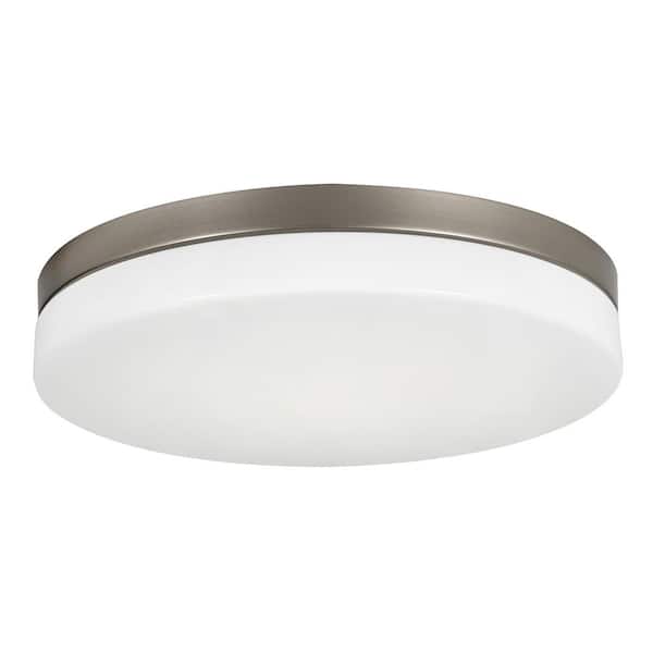 AFX Oscar 14 in. 1-Light Satin Nickel LED Flush Mount