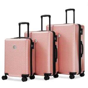 High Gloss 3-Piece Rose Gold Expandable PC and ABS Hardshell Spinner Luggage Set with 3-Digit TSA Lock Telescopic Handle