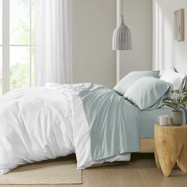 Aqua King 200 Thread Count Relaxed Cotton Percale Sheet Set