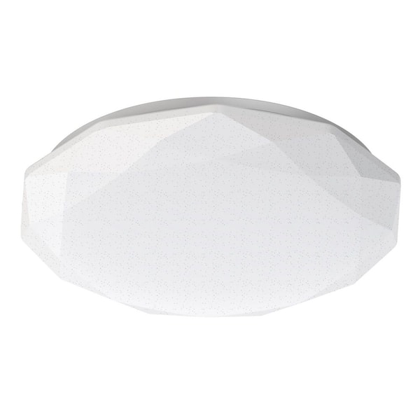 DYMOND 16 in. Diamond White Ceiling Light Integrated LED Flush Mount 5 Colors Adjustable Dimmable for Bedroom (1-Pack)