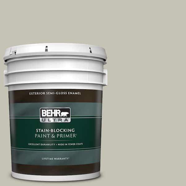 BEHR ULTRA 5 gal. #BNC-04 Comforting Gray Semi-Gloss Enamel Exterior Paint & Primer