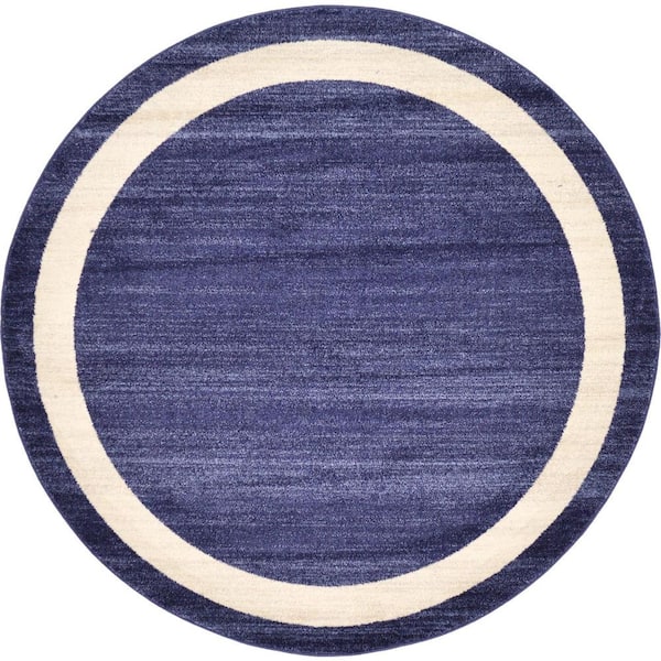 Unique Loom Del Mar Maria Navy Blue 6' 0 x 6' 0 Round Rug