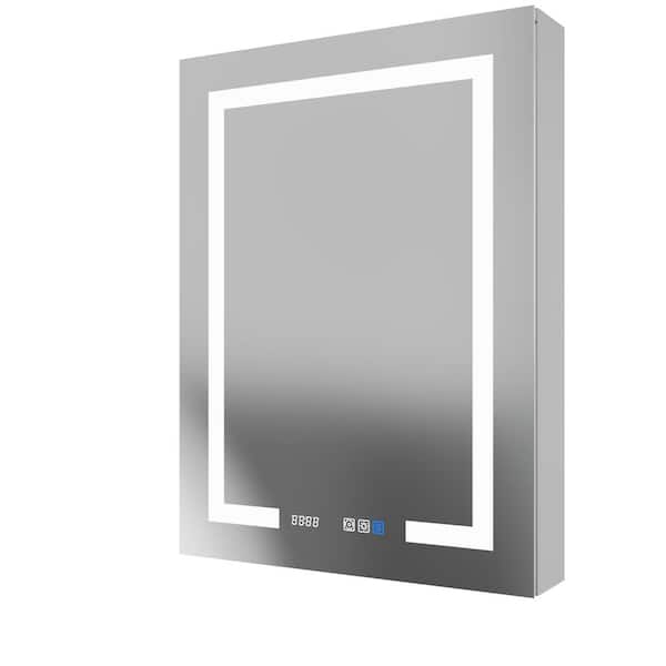 grossag 24 in. W x 32 in. H Rectangular Aluminum Recessed/Surface Mount Medicine Cabinet with Mirror & USB Outlet, Right