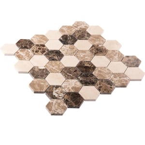 Channing Montage Hex Brown/Tan 12 in. x 12 in. Geometric Natural Stone Mosaic Wall and Floor Tile (4.85 sq. ft./Case)