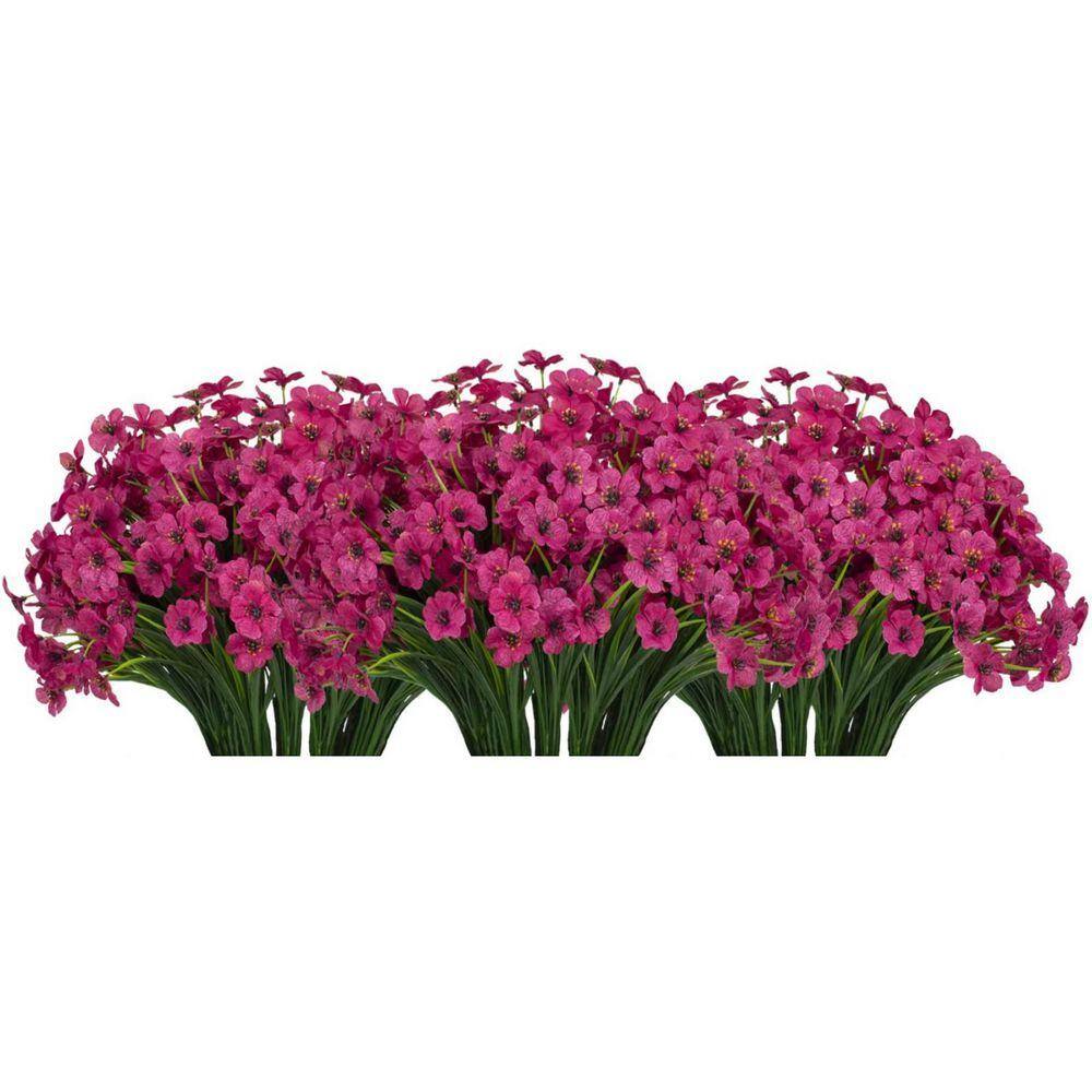 14 in. Rose Red 21 bunches of Artificial orchid outdoor UV