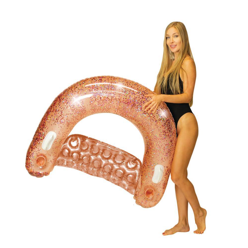 Inflatable Rose Gold Glitter Pool Tube PoolCandy | PoolCandy