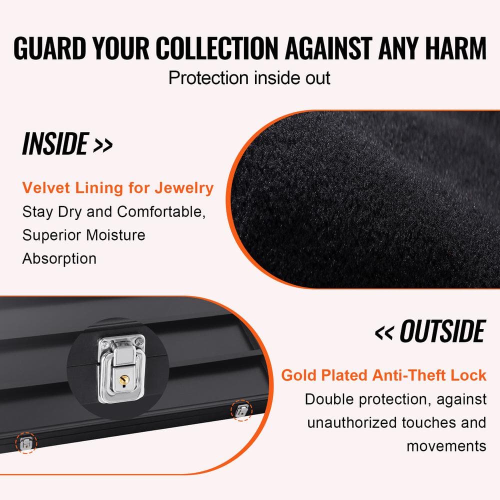 Black Lockable Wall Mounted Sports Card Display Case with UV Protection
