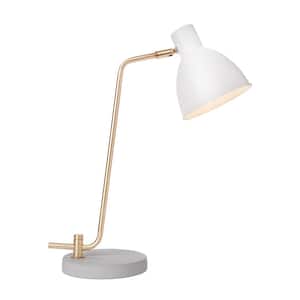 20 .5 in. White Contemporary Desk or Table Lamp with Free LED Bulb