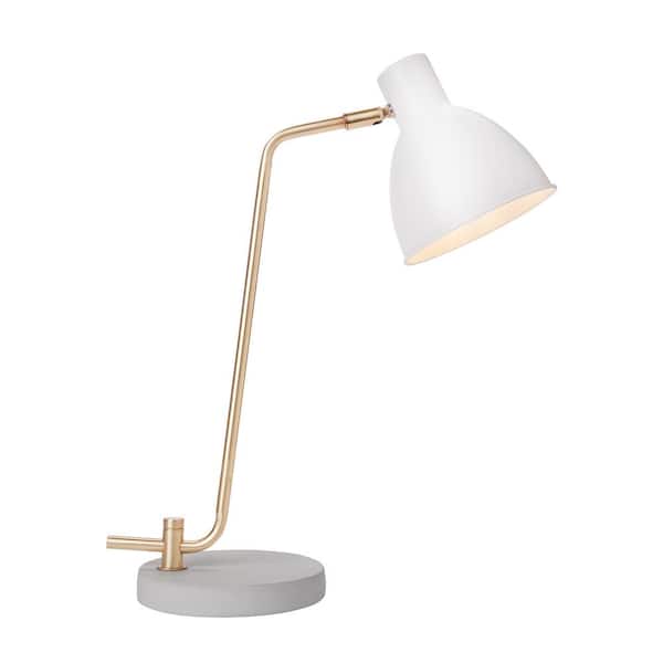 Newhouse Lighting 20 .5 in. White Contemporary Desk or Table Lamp with Free LED Bulb