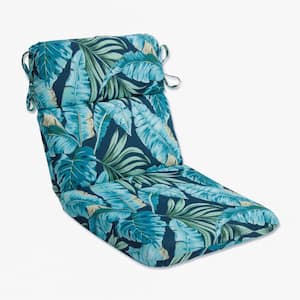 Tropic Botanical 21 in. W x 3 in. H Deep Seat, 1 Piece Chair Cushion with Round Corners in Blue/Green Tortola