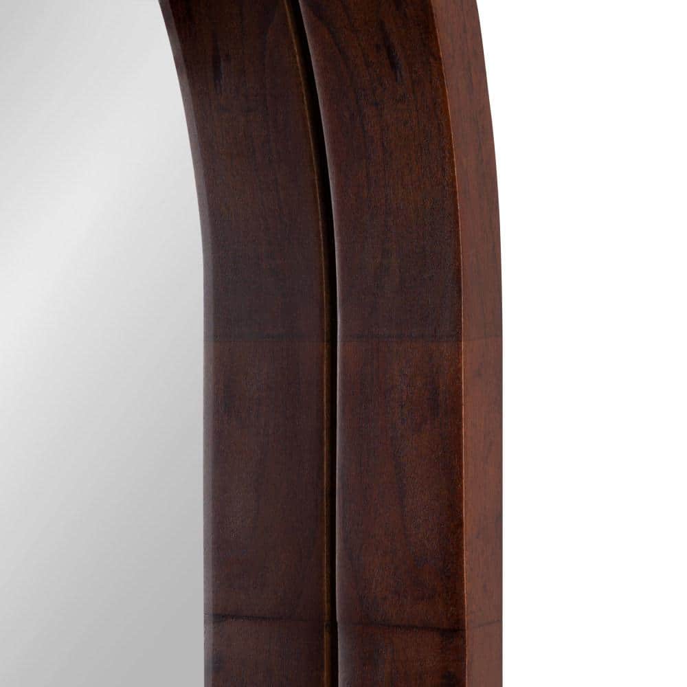 Walnut Brown Arched Wood Vanity Mirror