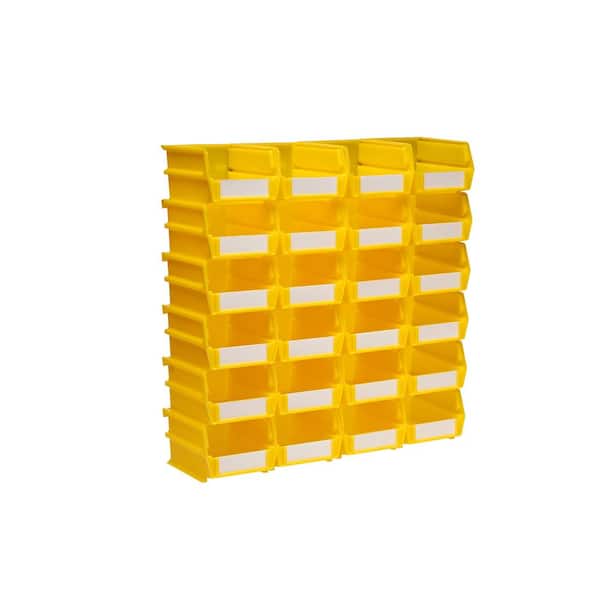 Triton Products LocBin 5-3/8 in. L x 4-1/8 in. W x 3 in. H Stacking, Hanging, Interlocking Polypropylene Bins in Yellow (24-Piece)