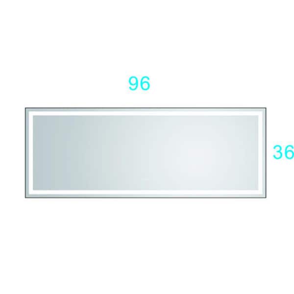 Unbranded 96 in. W x 36 in. H Aluminium LED Light Mirror Frame in Matte Black (1-Pack)