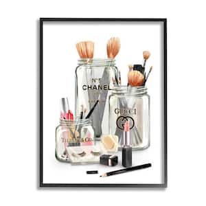 Fashion Brand Makeup In Mason Jars Glam Design By Ziwei Li Framed Print Abstract Texturized Art 11 in. x 14 in.